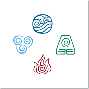 Avatar Four Elements Symbols Posters and Art